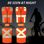 Class 2 Safety Vest with Zipper Front and multiple Pockets, High Visibility Vest, Meets ANSI/ISEA Standards