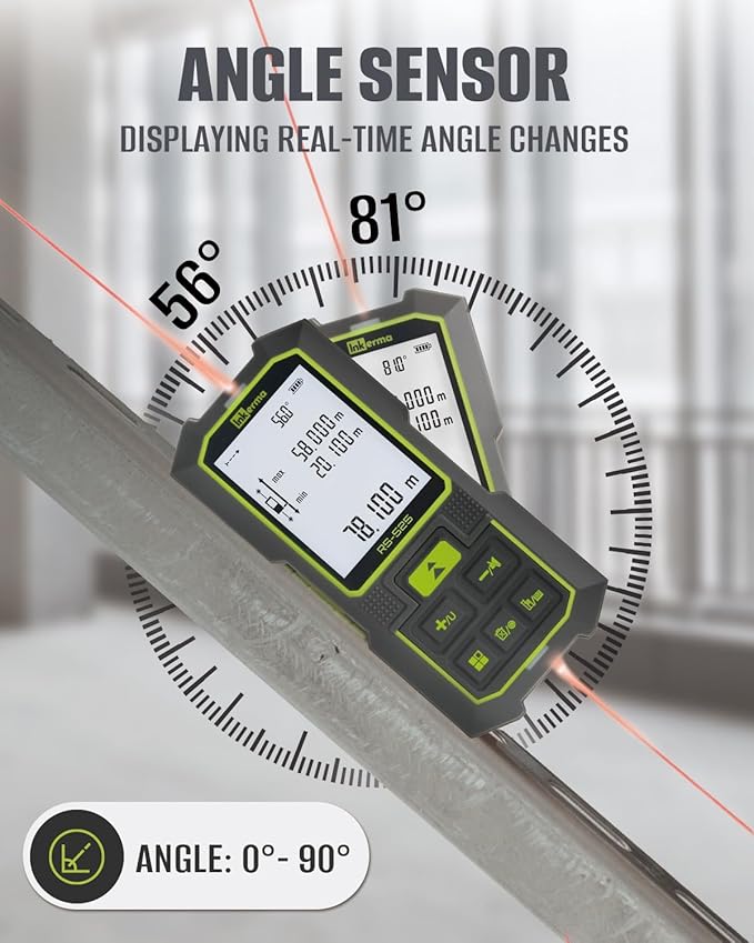 Dual Laser Measurement Tool, 525Ft/160M Bilateral Laser Distance Meter, Rechargeable Laser Measure with Ft/in/M Multiple Units, Angle Sensor, Pythagorean Mode, Area and Volume