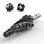 Four Spiral Flute Step Drill Bit, 1/4" - 3/4"(9 Sizes) 1/4" Hex Shank Cobalt Step Drill Bit Fully Coated with TiAlN for Metal, Stainless Steel, Aluminum, Plastic