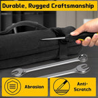 Wrench Roll 32 Pockets, Heavy-Duty 16 oz. Waxed Canvas Wrench Roll Up Bag Holds Wrench Wrap for Metric and SAE Wrenches, Wrench Pouch with Buckles and Handle, Sturdy Wrench Tool roll (Black)