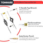 TOMMARS 51-Pc M6 to M24 Jumbo Tap and Die Set Metric Round Threading Dies for Threading and Rethreading Internal and External Threads