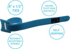 CableLock Cable Ties - 50 Pack - 8 Inch Reusable Cord Organizers - Clean Cable Management for Gaming and Home Office (Blue)