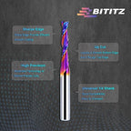 Upcut Spiral Router Bit 1/4 Inch Shank 3/16 Inch Cutting Diameter 1 inch Cutting Length with Extra Long Life Coating CNC Router Bits End Mill for Wood Cutting, Slot Mortise, Engraving