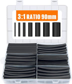 Lsnisni 3.54 Inches Heat Shrink Tubing Kit 180 Pcs, Ratio 3:1 Adhesive Lined, Dual Wall Tube - Marine Grade Waterproof, 7 Diameters, Heat-Shrink Tube, Heat Shrink Cable Sleeve - Black
