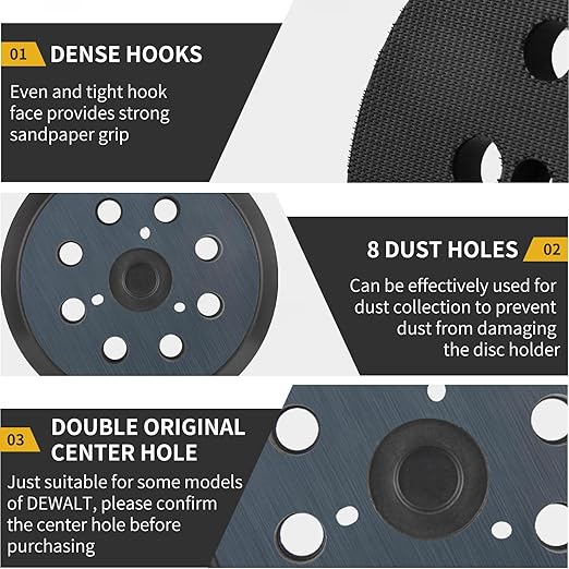 3 Pack 5" 8 Hole Hook & Loop Replacement Sander Pads Compatible with Makita Orbital Sander BO5010 BO5030K BO5031K BO5041K, Replacement Parts #743081-8/743051-7 (3 Screw Holes Sander Pads