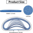 30 Pcs 1/2 x 18 Inch Zirconia Sanding Belts, 120 Grit 1/2x18 Air File Sanding Belts, Zirconia Belt Sander Sanding Belts for Metal (1/2x18in, 120 Grit)