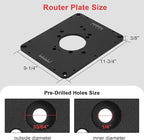 Precision Aluminum Router Table Insert Plate Compatible with Various Router Models, Featuring Pre-Drilled Templates, Ideal for Both DIY Enthusiasts and Professional Woodworkers