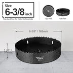 6-3/8 Inch Hole Saw with 1/2" Hex Shank Quick Change Arbor, JTemgle Bi-Metal Hole Saw Heavy Duty Hole Cutting Tool for Cornhole Boards, Recessed Lights, Wood, Plastic, Drywall & Soft Metal