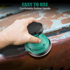 5-Inch Random Orbital Sander, HYCHIKA 13000RPM Electric Orbital Sander with 6 Various Speeds, Palm Sander with 12 Pcs Sandpapers, 1 Pcs Dust Bag, Fit for Woodworking/Sanding