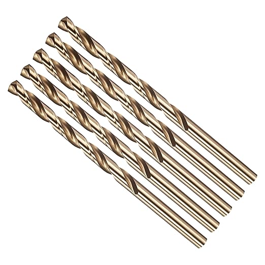 Drill Bit, #10 Cutting Diameter, 4341 HSS Gold Finish 135° Cutting Angle Number Jobber Bits - (Applications: for Drilling Soft Metal Plastic Wood), 5-Pieces