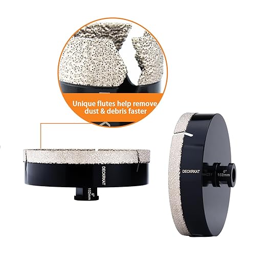6 Inch Diamond Hole Saw, 152mm Tile Hole Saw Drill Bit Diamond Tipped for Granite Marble Ceramic Glass Porcelain Quartz Tiles Stones Countertop, Core Drill Bits with 5/8-11 Thread for Angle Grinders