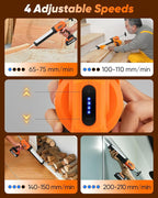 Saker Electric Caulking Gun Cordless Caulk Gun Drip-free with Caulking Tools 4 Adjustable Speeds with LED Light 10oz/300ml for Kitchen Bathroom Filling, Sealing 2 Batteries