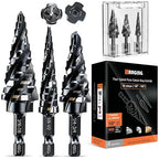 Four Spiral Flute Step Drill Bit for Metal,M35 Cobalt Unibit Step Drill Bit Set 1/8"-7/8" (3 pcs),Wear-Resistant AlTiN Coated,1/4" Hex Shank for Metal, Stainless Steel, Aluminum, Plastic