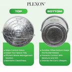 Plexon Metal Trash Can with Locking Lid Outdoor Storage Bucket for Bird Seed Ash 6-Gallon Galvanized Steel 3 Pack