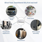 Rivet nut Tool kit,rivnut Tool,500Pcs Metric Rivet Nut Combination (M3/M4/M5/M6/M8) nutsert Tool kit，Suitable for Automotive, Marine, Decoration, Furniture, Industry, Rivet nut Set