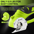 4v Cordless Electric Scissors, Electric Box Cutter With LED Light and Safety Lock, Cardboard Cutter, Rotary Cutter for Cardboard Leather Carpet Plastic Green