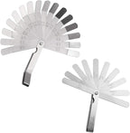 CAMWAY 2Pcs Feeler Gauge Set Steel Metric/Inch 32 Straight Blade Steel Feeler Gauge+16pcs Feeler Gauge 45º Blades Offset for Measuring Gap Width Thickness Valve Spark Plug Gaps Measuring Tools