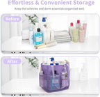 Mesh Shower Caddy Portable for College Dorm Room Essentials, Shower Tote Bag with Hanging Hook and Drawstring, Quick Dry Toiletry Bag with 6 Pockets for Bathroom, Swimming, Gym, Camping, Beach, Travel