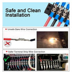 MILAPEAK Terminal Block - 2 Pack 10 Positions 200v-450v 20-30A Dual Row Screw Terminals Strip + 40 PCS Copper Wire Fork Connectors