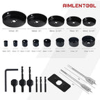 Hole Saw Set, 26PCS Hole Saw Kit with 3/4" to 5" (19mm-127mm) Saw Blades, Spade Drill Bit, Mandrels, Drill Bits, Installation Plate,Hex Key with Storage Box for Soft Wood, Plastic,PVC Board