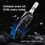 Cobalt Steel Step Drill Bit Set - Suitable for Metals, 1/4“ to 1-3/8” Specifications, Impact Step Drill bits with Titanium Coating and Aluminum Shell Professional Metal Drill bits