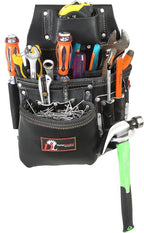 Daisy Leather PRO DL-101 Oil tanned Premium 25 pockets Heavy duty Tool Belt, Carpenter belt Pouch for Construction, Carpenter, Craftsman and Electricians workers, Black, X-Large