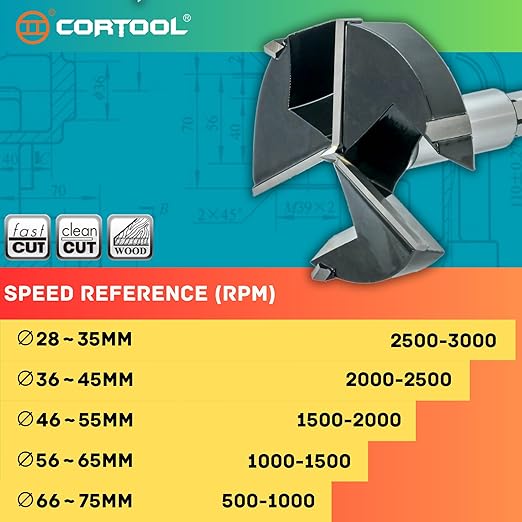 Forstner Drill Bit 2 Inch, Triple-Flute Carbide Tipped Forstner Bit for Hard Wood, Soft Wood, Veneered Plywood, Plastic, Drilling Hole Saw Woodworking Hinge Cutter Tool