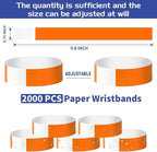 2000 Pcs Paper Wristbands for Events Waterproof Neon Orange Wrist Bands Adhesive Concert Identification Wristbands Hand Bands for Events(Orange)