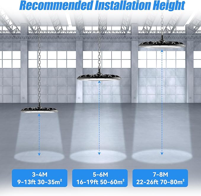 loyal 8 Packs 100W UFO LED High Bay Light, 10000LM Shop Light, 6000K Daylight with 1.2M Cable US Plug, Commercial High Bay Lighting for Warehouse Workshop Garage Factory