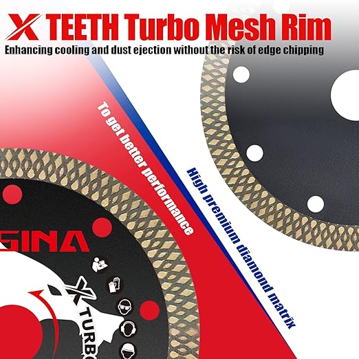 2PCS 4.5” Diamond Saw Blades for Angle Grinder, X-Turbo Tile Cutting Blade for Dry & Wet Cutting, Fast Smooth Cutting for Alabaster Concrete Granite Marble
