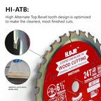 Woodworking Circular Saw Blade TA Series, 6-1/2" Arbor: 5/8", Framing/General Wood Cutting, Cutting Head with Special Anti-Heat Adhesion Coating, Long Life, High Finish, W6-1/2 24T Teeth TA