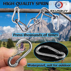 Spring Snap Hooks, 304 Stainless Steel Metal Clip Heavy Duty Rope Connector Small Snap Clamp Key Chain Link Buckle for Hammock Swing Set Outdoor Travel Camping Fishing Hiking