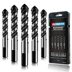 5-Piece 5/8“ Masonry Drill Bits for Tile Glass Ceramic Wall Brick Stone Soft-Metal Wood, 5/8 Inch Concrete Drill Bits Cement Drill Bit Set, 3-Flat Shank, YG8 Carbide Tungsten Steel Alloy Tip 16mm