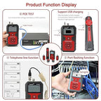 NOYAFA NF-858C Network Cable Tester Multifunctional with VFL Function,RJ11 RJ45 BNC,POE Voltage Testing Trace Cable Line Locator for Telephone/Ethernet/LAN Coax Cable Rechargeable Anti-Interference
