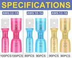 haisstronica 560PCS Heat Shrink Spade Connectors, AWG 22-10 Male Female Wire Spade Terminals, Quick Disconnect Wire Connectors Kit