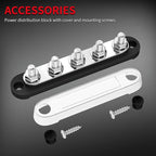 DAIERTEK 12V Bus Bar 5 x 5/16" (M8) Terminal Studs 12V Power Distribution Block with Cover Max 300V AC 48V DC Positive & Negative Battery Distribution Block for Automotive Car Boat