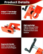 Pipe Clamps 3/4 inch 6 Pack Pipe Clamp with Unique Foot Ideal for Carpentry, Home Improvement, and DIY Projects Wood Gluing Clamps (Orange, 3/4 IN)