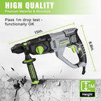 WORKPRO Premium 1-1/4 Inch SDS-Plus Rotary Hammer Drill, 7.5AMP, Lightweight Corded Version for Concrete Demolition Chipping Rotomartillo, 5 SDS-Plus Bits
