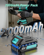 Cordless Drill, 20V MAX Power Drill Set with 2.0Ah Power Pack & Charger, 3/8 Inch Keyless Chuck, Variable Speed, 25+1 Position and 56PCS Bits/Screws, Power Tools for Home Projects