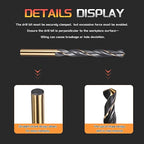 Drill Bit, 8.5mm Cutting Diameter, 4341 HSS Gold and Black 118° Cutting Angle Number Jobber Bits - (Applications: for Drilling Soft Metal Plastic Wood), 6-Pieces