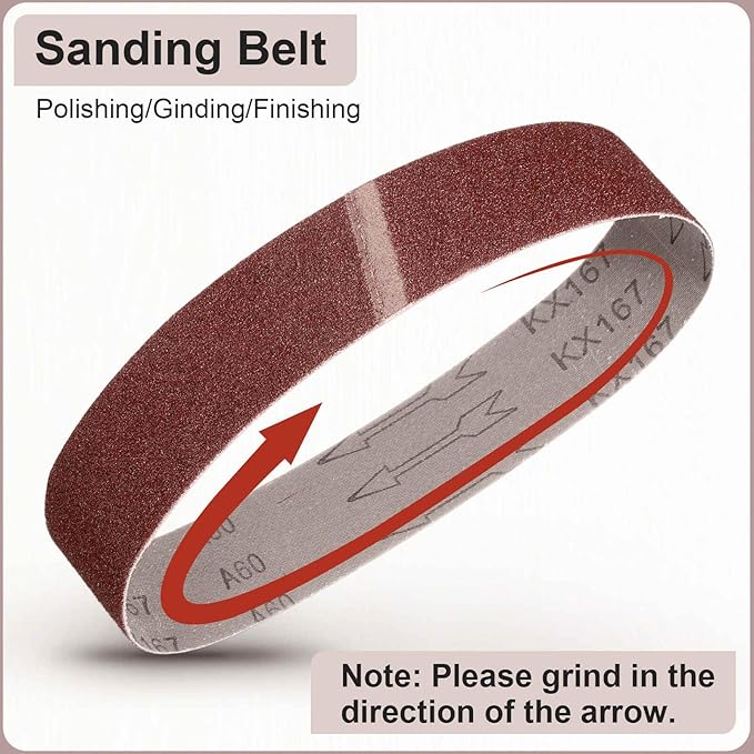 HARFINGTON 3 x 18 Inch Sanding Belts, 24 Pcs 60 Grits Aluminum Oxide Abrasive Belt Sander File Belt for Woodworking, Metal Polishing, Knife Sharpener