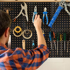 12 Pcs Metal Pegboard Panels 12" x 12" Heavy Duty Steel Peg Boards Wall Tool Organizer with Screw for Garage Tool Storage Office Organization Kitchen Craft Room