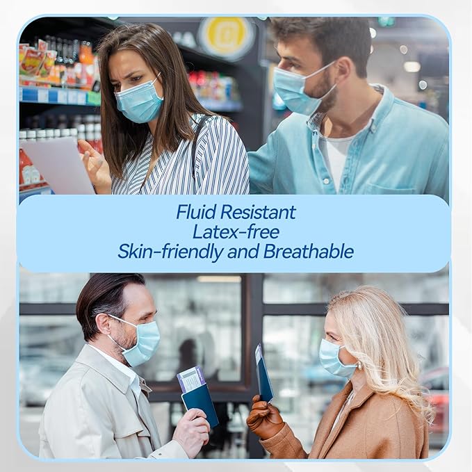 Jointown Disposable Face Mask - 3 Ply Filter Protection Face Masks, 50 Pack Blue