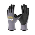 COOLJOB 3/6/12 Pairs Nitrile Rubber Coated Nylon Safety Work Gloves, Dotted for Non-Slip Grip, Breathable Soft Seamless Knit Nitrile Dipped Gloves for Warehouse, Home Improvement, Yard, Grey Small