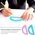 Zonon 2 Pcs 6 Inch Plastic Protractor Math Protractors 180 Degrees Angle Measurement, Translucent for Geometry Classroom Kid Student School Office Supplies(Pink, Blue)