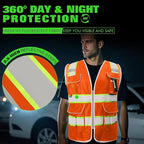 BeautyWill Custom Logo 10/20 Pack Safety Vest Class2 High Visibility Vest with Pockets Breathable Construction Vest Bulk