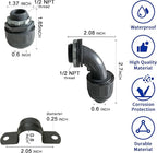 (1/2" Conduit Parts 30 Pack) Yariwiz 1/2 Black Special Extra Flexible Plastic Liquid Tight Conduit Connector Kit, Include 10 Conduit Couplings, 10 Conduit 90 Degree Elbows, 10 Conduit Strap