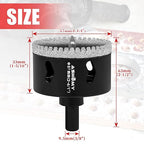 2-1/4 Inch Diamond Hole Saw with Pilot Drill Bit, 2-1/4" Serrated Brazing Tile Hole Saw Diamond Core Drill Bits with Guiding Bit for Ceramic Porcelain Tile Glass Stone Granite Marble