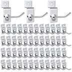 Moxweyeni 100 Pcs Heavy Duty Slatwall Panel Hooks Hanging Metal Slat Wall Hanging Hooks Silver Slat Wall Hanger Commercial Grade Slatwall Pegs Accessories for Shop Retail Display(2inch)