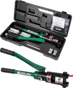 Industry Hydraulic Cable Lug Crimper 16 US TON 9 AWG to 600MCM Electrical Terminal Cable Wire Tool Kit with 13 Die (9awg~600mcm Crimping Tool)